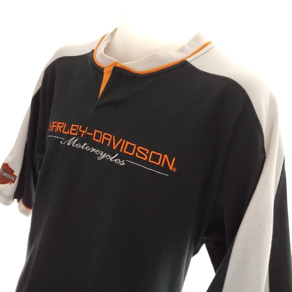 XL - Lg HD Polo Embroidered V Neck No Collar Shirt - Picture 3 of 11